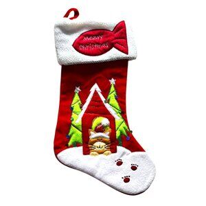 Ice Design Factory Cat Christmas Stocking With Embroidery & Cat House Design